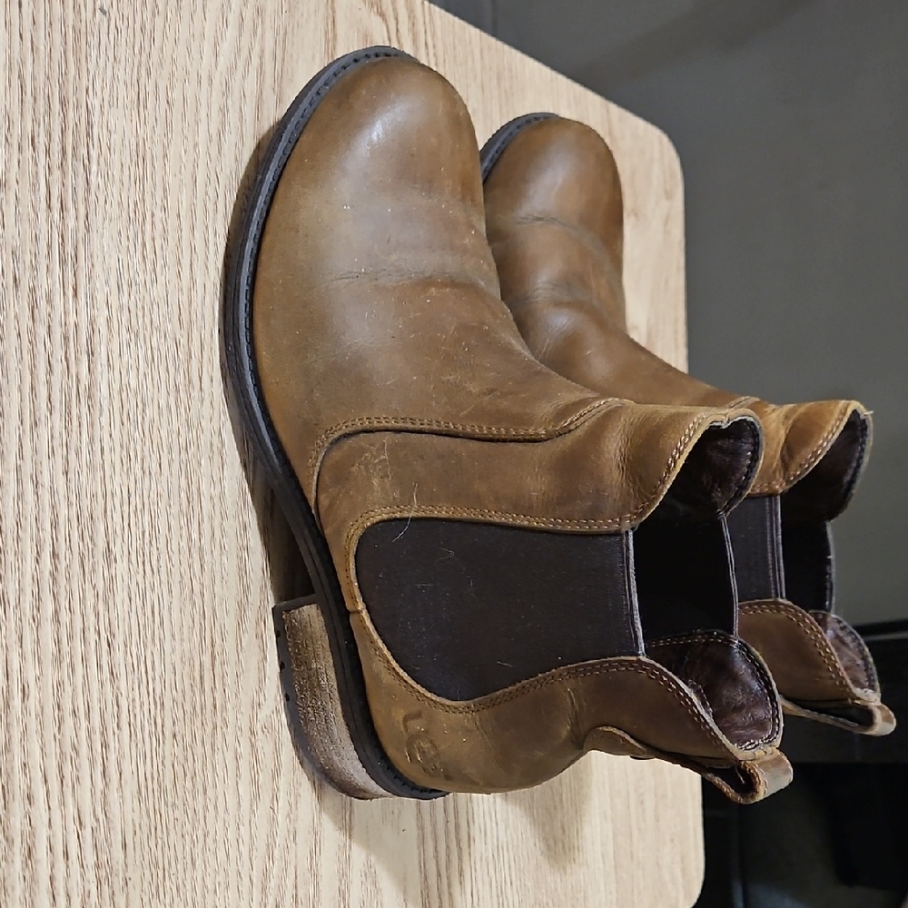 UGG Women's Tan Leather Ankle Boots Size 7.5‎
